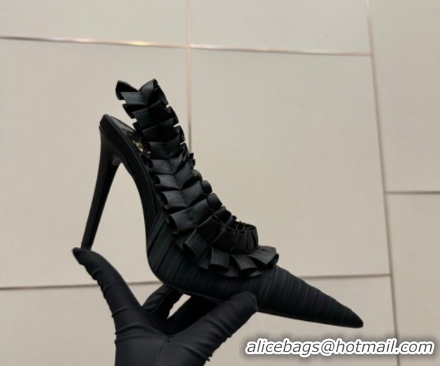 Grade Quality Saint Laurent MADELEINE Slingbacks Pump 10.5cm in Silk Taffeta Black2 2026 867272