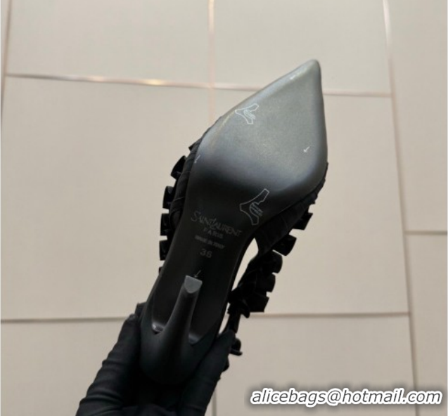 Grade Quality Saint Laurent MADELEINE Slingbacks Pump 10.5cm in Silk Taffeta Black2 2026 867272