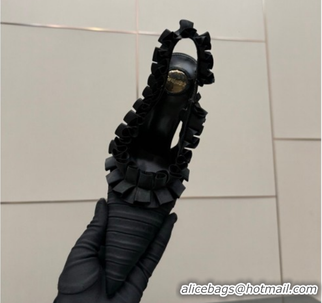 Grade Quality Saint Laurent MADELEINE Slingbacks Pump 10.5cm in Silk Taffeta Black2 2026 867272