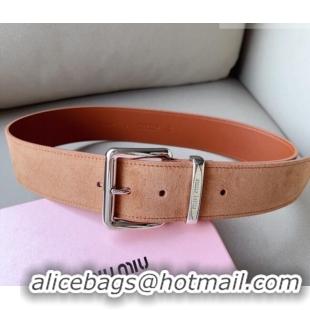 Cheap Price Miu Miu Suede Wide Belt 5cm Camel 0113 Brown/Silver