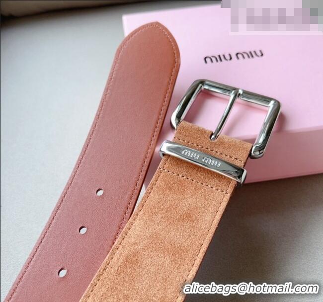 Cheap Price Miu Miu Suede Wide Belt 5cm Camel 0113 Brown/Silver