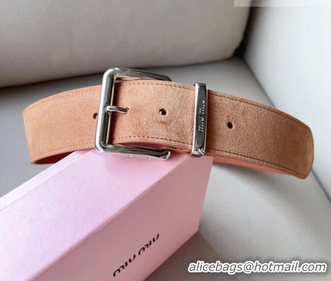 Cheap Price Miu Miu Suede Wide Belt 5cm Camel 0113 Brown/Silver