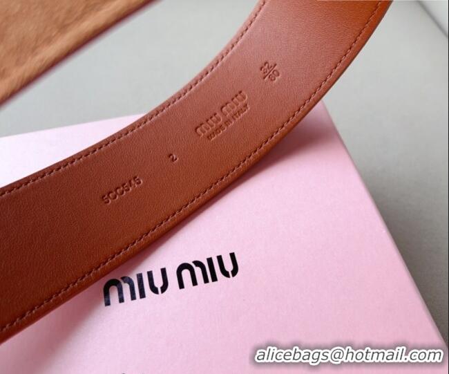 Cheap Price Miu Miu Suede Wide Belt 5cm Camel 0113 Brown/Silver