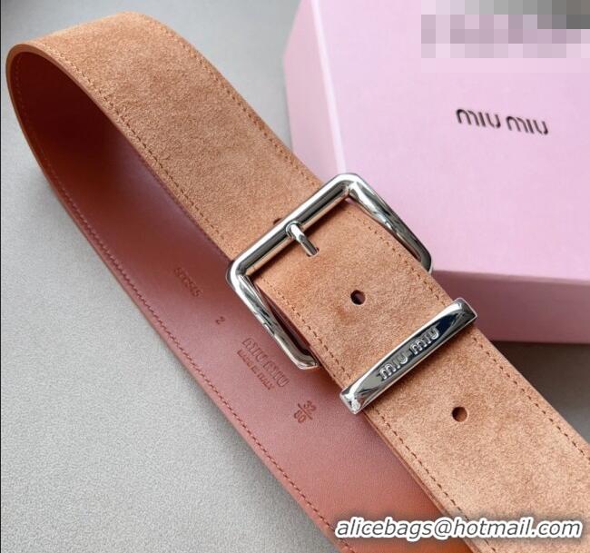 Cheap Price Miu Miu Suede Wide Belt 5cm Camel 0113 Brown/Silver