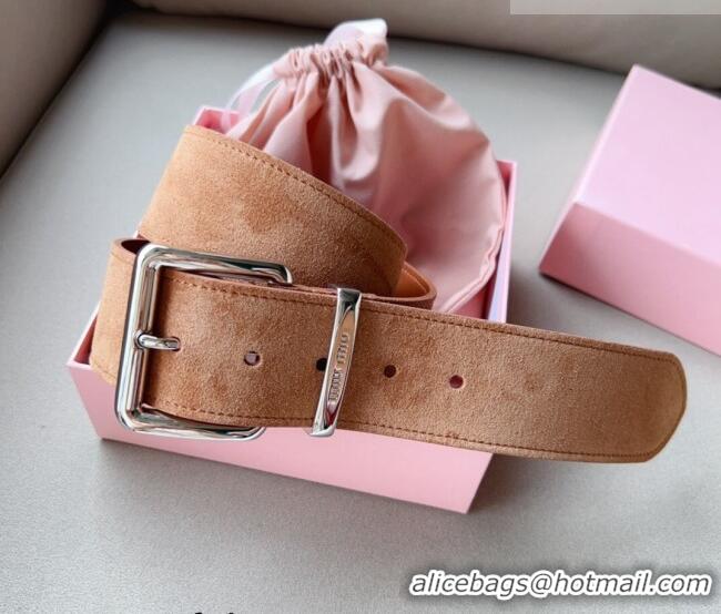 Cheap Price Miu Miu Suede Wide Belt 5cm Camel 0113 Brown/Silver