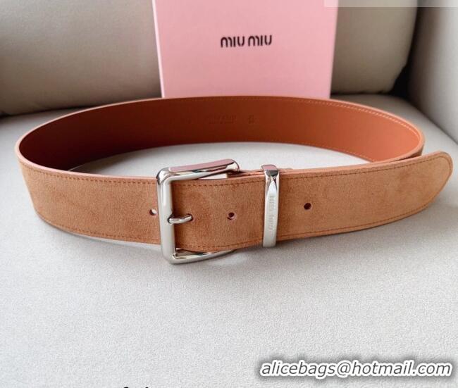 Cheap Price Miu Miu Suede Wide Belt 5cm Camel 0113 Brown/Silver