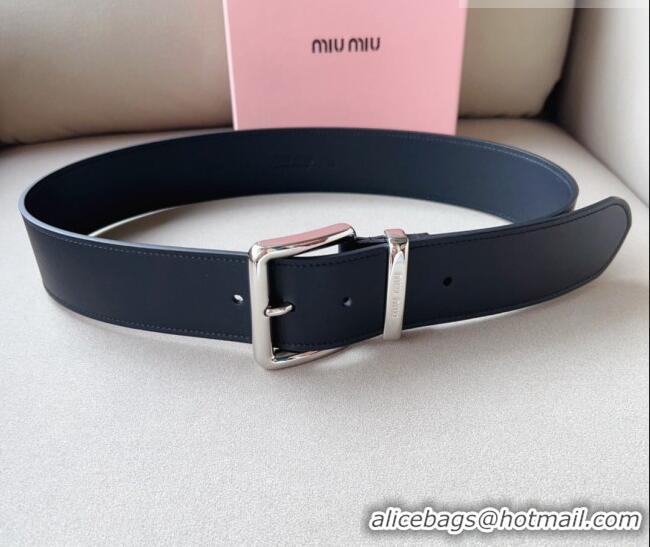 Reasonable Price Miu Miu Leather Wide Belt 5cm 0113 Black/Silver