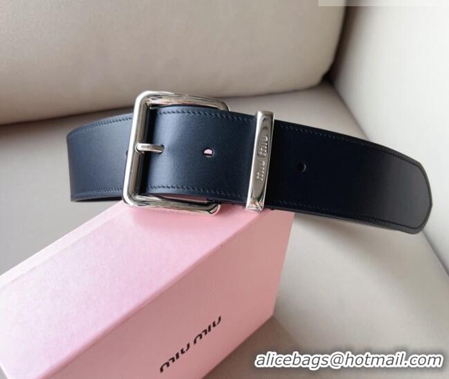 Reasonable Price Miu Miu Leather Wide Belt 5cm 0113 Black/Silver