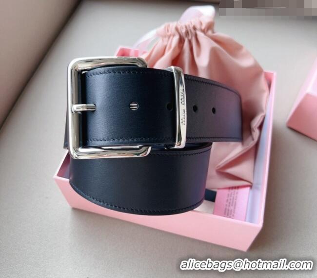 Reasonable Price Miu Miu Leather Wide Belt 5cm 0113 Black/Silver