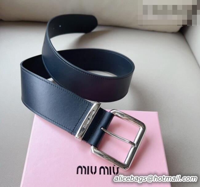 Reasonable Price Miu Miu Leather Wide Belt 5cm 0113 Black/Silver