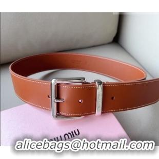 Trendy Design Miu Miu Leather Wide Belt 5cm 0113 Brown/Silver 2024