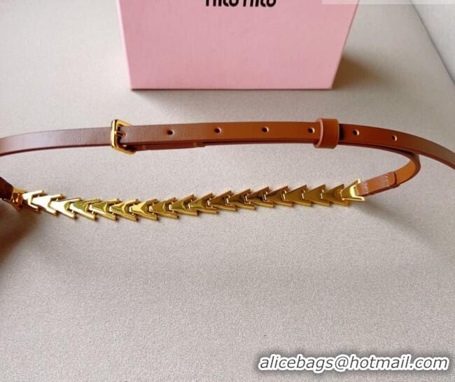 Buy Discount Miu Miu Belt 1.5cm in Metal and Shiny Calfskin 0510 Brown 2024