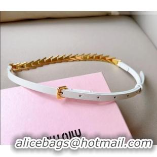 Best Price Miu Miu Belt 1.5cm in Metal and Shiny Calfskin 0510 White 2024