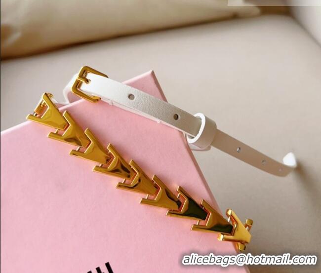Best Price Miu Miu Belt 1.5cm in Metal and Shiny Calfskin 0510 White 2024