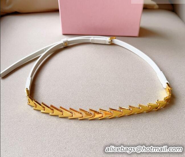 Best Price Miu Miu Belt 1.5cm in Metal and Shiny Calfskin 0510 White 2024