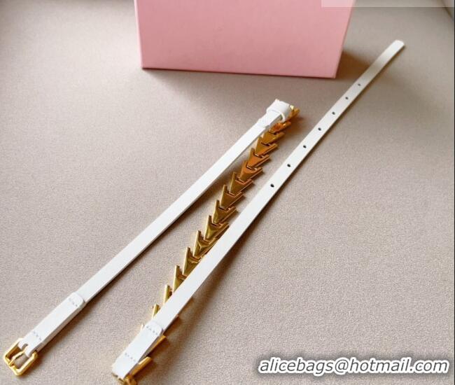 Best Price Miu Miu Belt 1.5cm in Metal and Shiny Calfskin 0510 White 2024