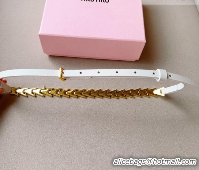 Best Price Miu Miu Belt 1.5cm in Metal and Shiny Calfskin 0510 White 2024