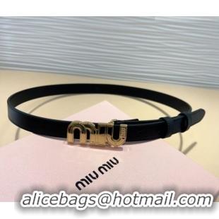 Top Design Miu Miu Leather Belt 2cm with logo Buckle 0708 Black/Gold 2024