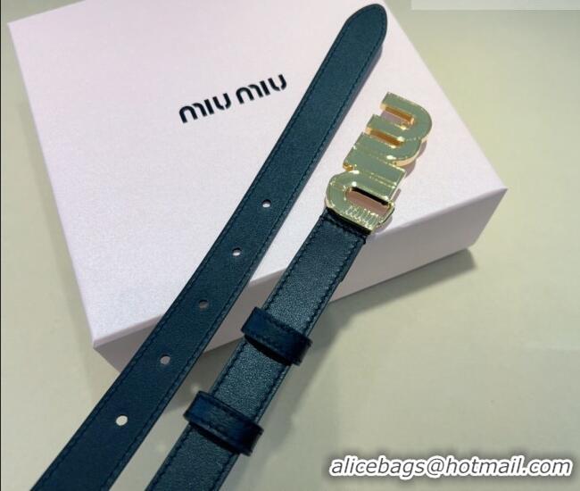Top Design Miu Miu Leather Belt 2cm with logo Buckle 0708 Black/Gold 2024
