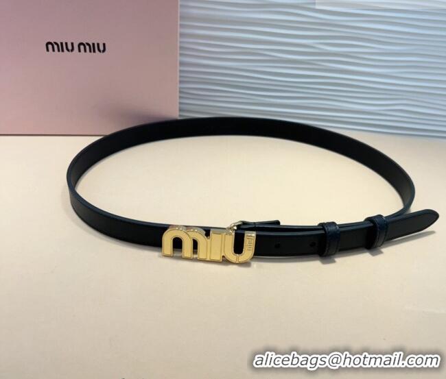 Top Design Miu Miu Leather Belt 2cm with logo Buckle 0708 Black/Gold 2024
