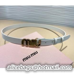 Classic Discount Miu Miu Leather Belt 2cm with logo Buckle 0708 White/Gold 2024