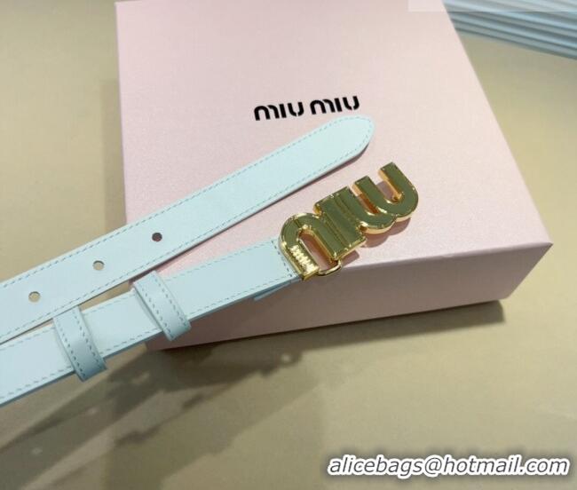 Classic Discount Miu Miu Leather Belt 2cm with logo Buckle 0708 White/Gold 2024