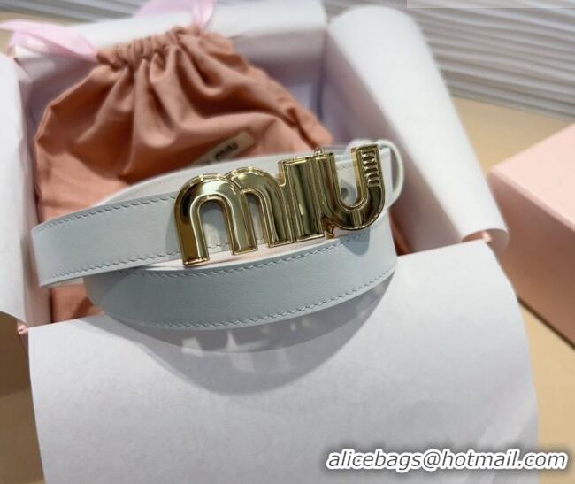 Classic Discount Miu Miu Leather Belt 2cm with logo Buckle 0708 White/Gold 2024