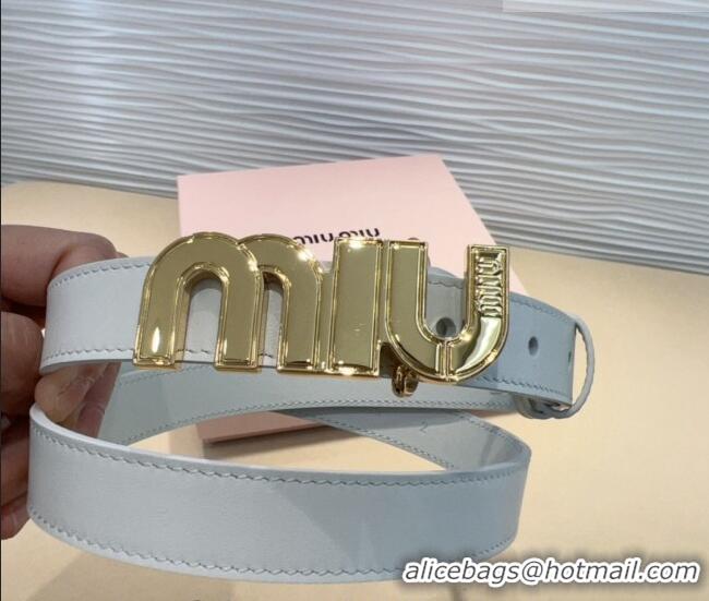 Classic Discount Miu Miu Leather Belt 2cm with logo Buckle 0708 White/Gold 2024