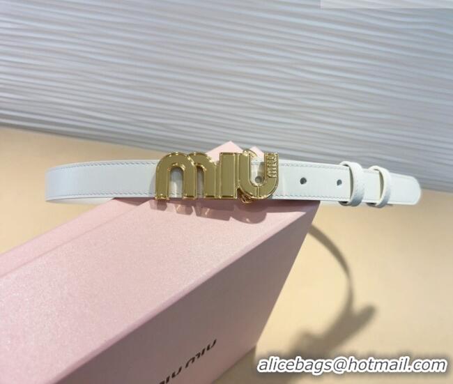 Classic Discount Miu Miu Leather Belt 2cm with logo Buckle 0708 White/Gold 2024