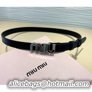 Super Quality Miu Miu Leather Belt 2cm with logo Buckle 0708 Black/Silver 2024