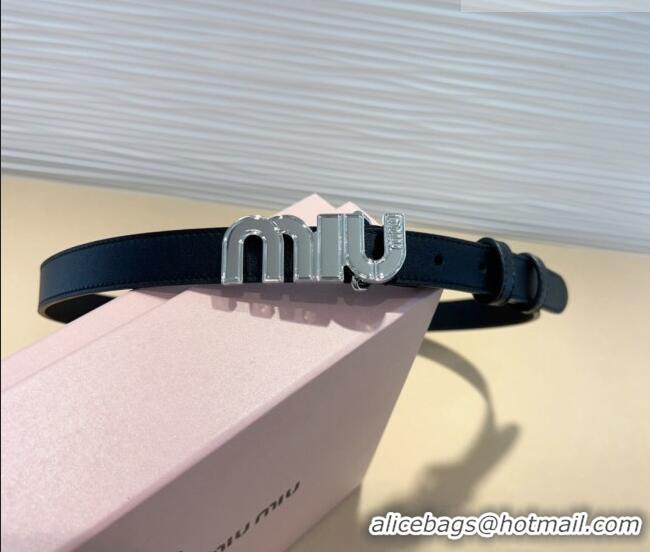 Super Quality Miu Miu Leather Belt 2cm with logo Buckle 0708 Black/Silver 2024
