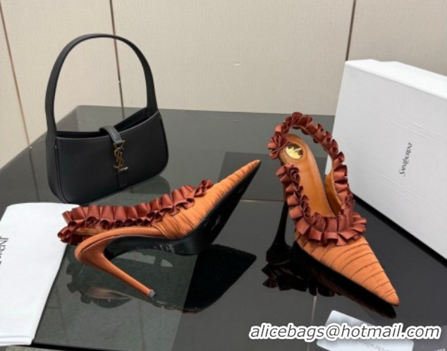 Pretty Style Saint Laurent MADELEINE Slingbacks Pump 10.5cm in Silk Taffeta Gold 2026 867272