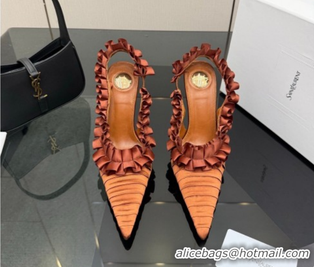 Pretty Style Saint Laurent MADELEINE Slingbacks Pump 10.5cm in Silk Taffeta Gold 2026 867272