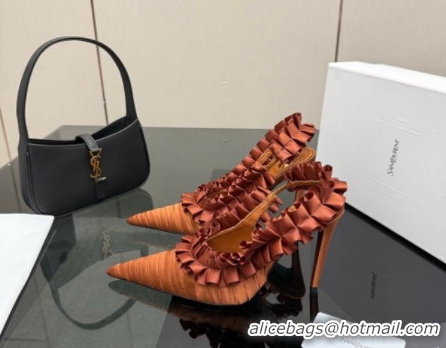 Pretty Style Saint Laurent MADELEINE Slingbacks Pump 10.5cm in Silk Taffeta Gold 2026 867272