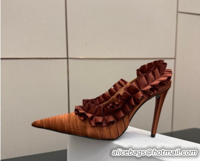 Pretty Style Saint Laurent MADELEINE Slingbacks Pump 10.5cm in Silk Taffeta Gold 2026 867272