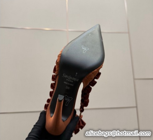 Pretty Style Saint Laurent MADELEINE Slingbacks Pump 10.5cm in Silk Taffeta Gold 2026 867272