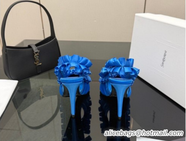 Good Looking Saint Laurent MADELEINE Slingbacks Pump 10.5cm in Silk Taffeta Sky Blue 2026 867272