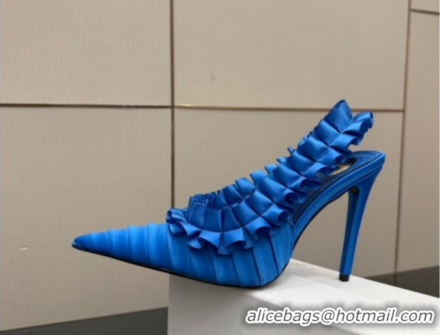 Good Looking Saint Laurent MADELEINE Slingbacks Pump 10.5cm in Silk Taffeta Sky Blue 2026 867272