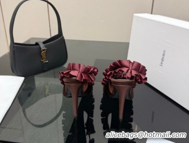 Grade Quality Saint Laurent MADELEINE Slingbacks Pump 10.5cm in Silk Taffeta Brown/Purple 2026 867272