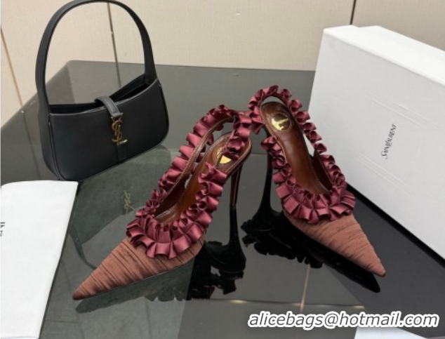 Grade Quality Saint Laurent MADELEINE Slingbacks Pump 10.5cm in Silk Taffeta Brown/Purple 2026 867272