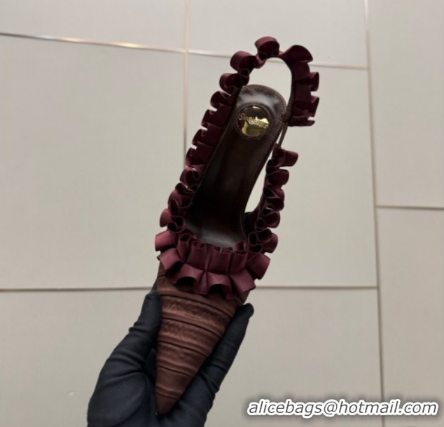 Grade Quality Saint Laurent MADELEINE Slingbacks Pump 10.5cm in Silk Taffeta Brown/Purple 2026 867272