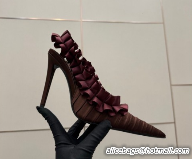 Grade Quality Saint Laurent MADELEINE Slingbacks Pump 10.5cm in Silk Taffeta Brown/Purple 2026 867272