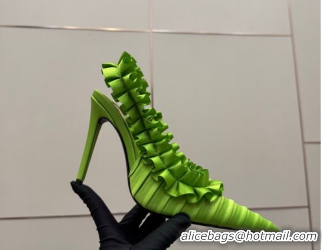 Best Grade Saint Laurent MADELEINE Slingbacks Pump 10.5cm in Silk Taffeta Bright Green 2026 867272