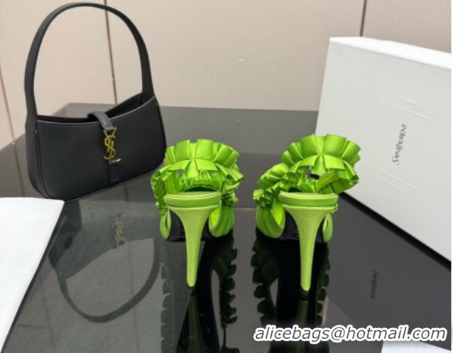 Best Grade Saint Laurent MADELEINE Slingbacks Pump 10.5cm in Silk Taffeta Bright Green 2026 867272