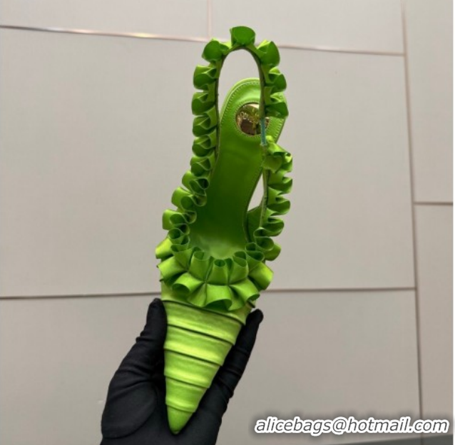 Best Grade Saint Laurent MADELEINE Slingbacks Pump 10.5cm in Silk Taffeta Bright Green 2026 867272