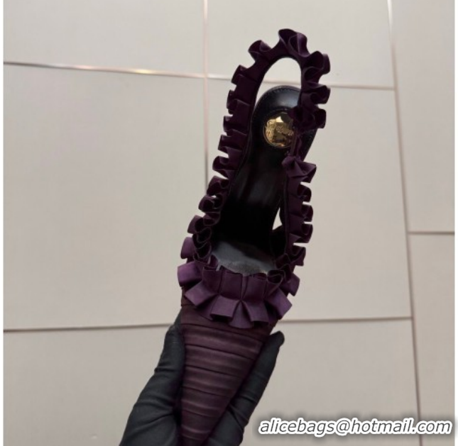 Good Quality Saint Laurent MADELEINE Slingbacks Pump 10.5cm in Silk Taffeta Dark Purple 2026 867272