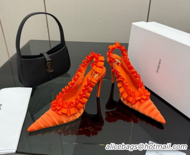 Stylish Saint Laurent MADELEINE Slingbacks Pump 10.5cm in Silk Taffeta Orange 2026 867272