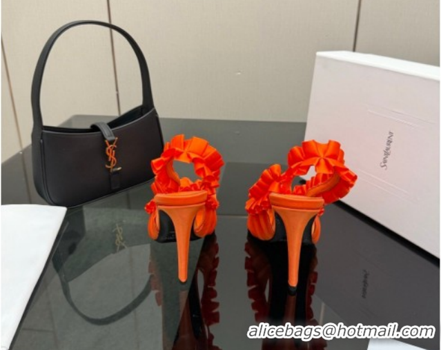 Stylish Saint Laurent MADELEINE Slingbacks Pump 10.5cm in Silk Taffeta Orange 2026 867272