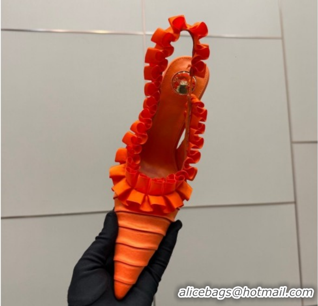 Stylish Saint Laurent MADELEINE Slingbacks Pump 10.5cm in Silk Taffeta Orange 2026 867272