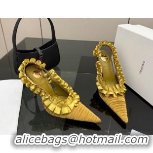 Sumptuous Saint Laurent MADELEINE Slingbacks Pump 10.5cm in Silk Taffeta Yellow 2026 867272